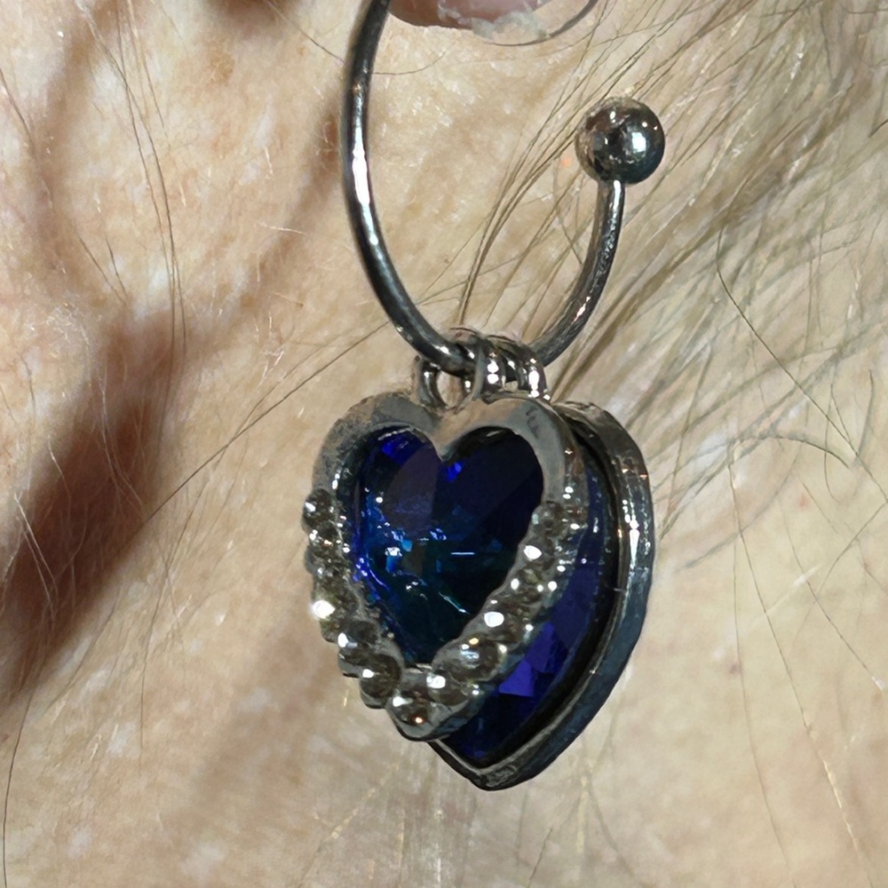 Pandora Blue and Silver Earrings with Spiral Design